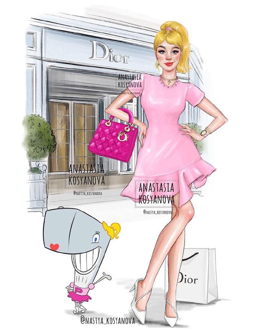 Rosa | Fashion Illustrator hace que los personajes de dibujos animados son elegantes y de moda 