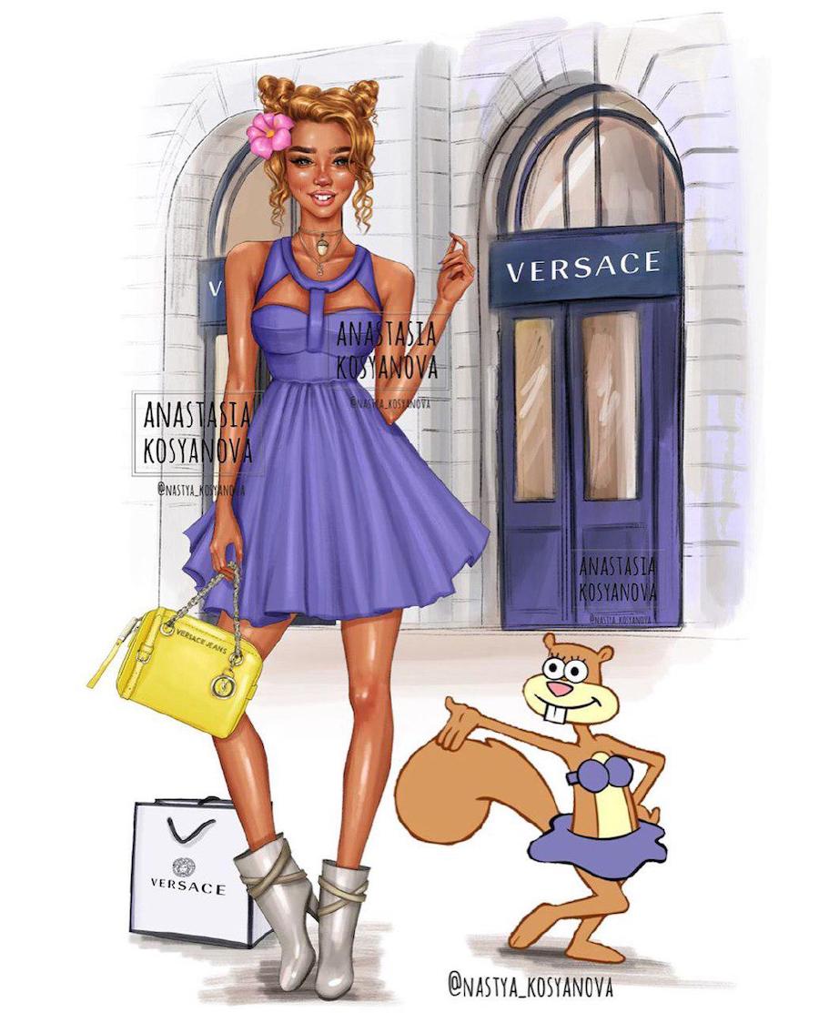 Sandy | Fashion Illustrator hace que los personajes de dibujos animados son elegantes y de moda 