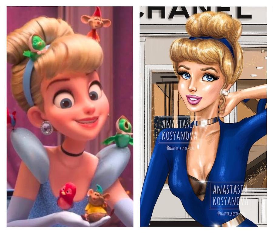 Cenicienta | Fashion Illustrator hace que los personajes de dibujos animados son elegantes y de moda 