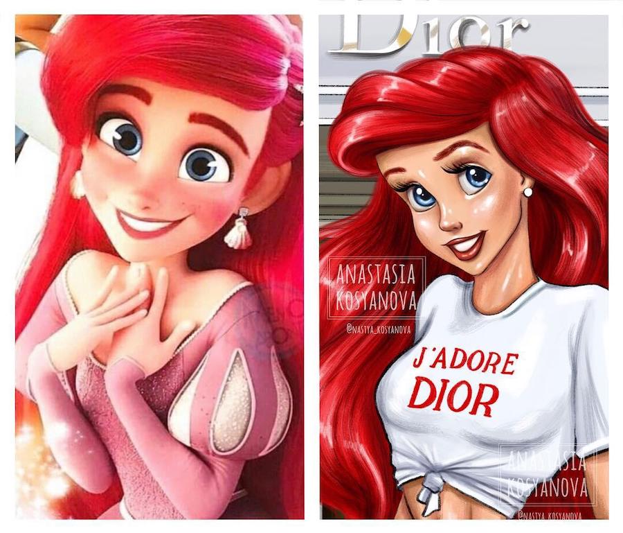Ariel | Fashion Illustrator hace que los personajes de dibujos animados son elegantes y de moda 