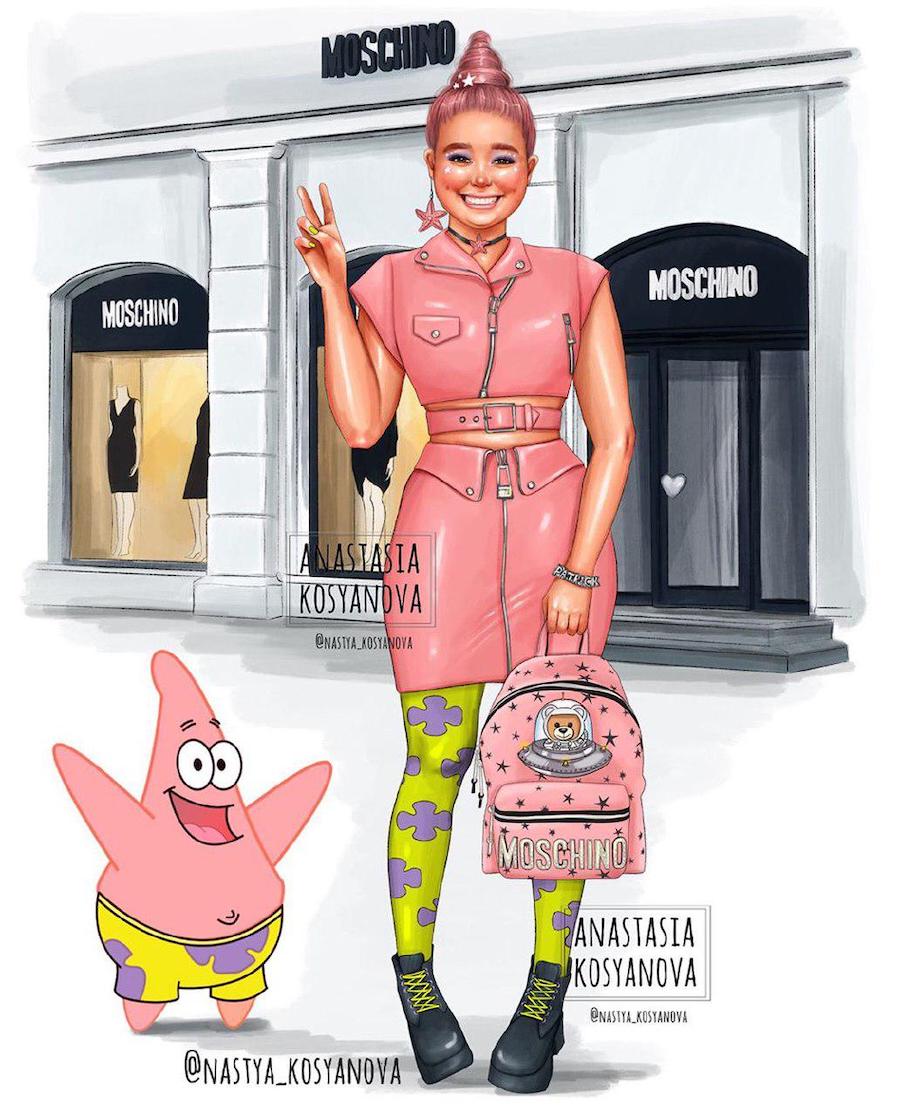 Patrick | Fashion Illustrator hace que los personajes de dibujos animados son elegantes y de moda 