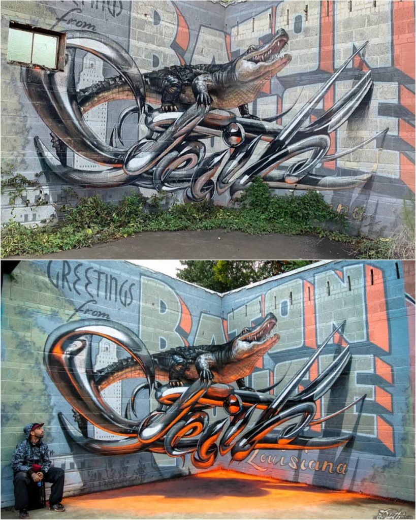 Cocodrilo | 10 Hiperrealista 3D Street Art Odeith | Bayas cerebrales