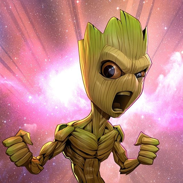 Groot | 23 Marvel Heroes Raimagined por Xi Ding | Bayas cerebrales