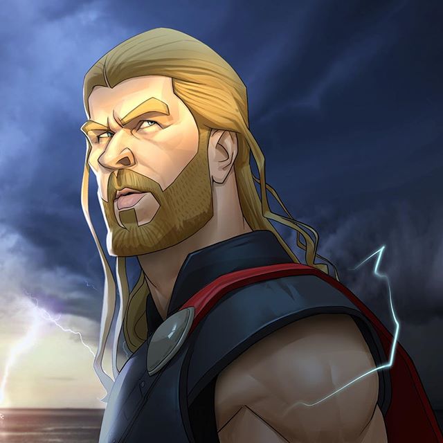 Thor - Dios de Lightning | 23 Marvel Heroes Raimagined por Xi Ding | Bayas cerebrales