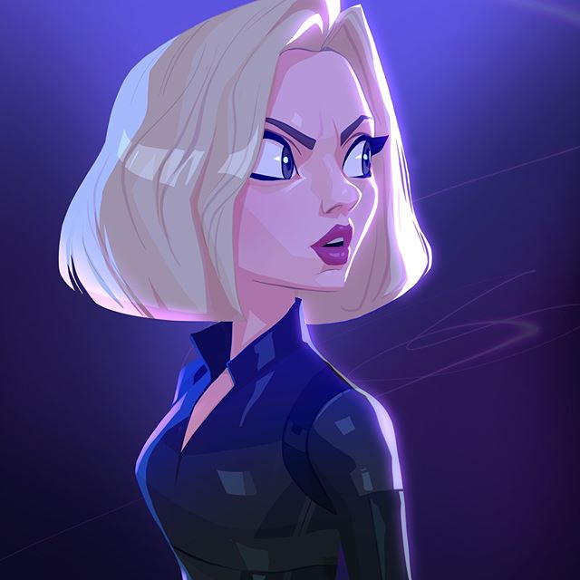 Viuda negra | 23 Marvel Heroes Raimagined por Xi Ding | Bayas cerebrales